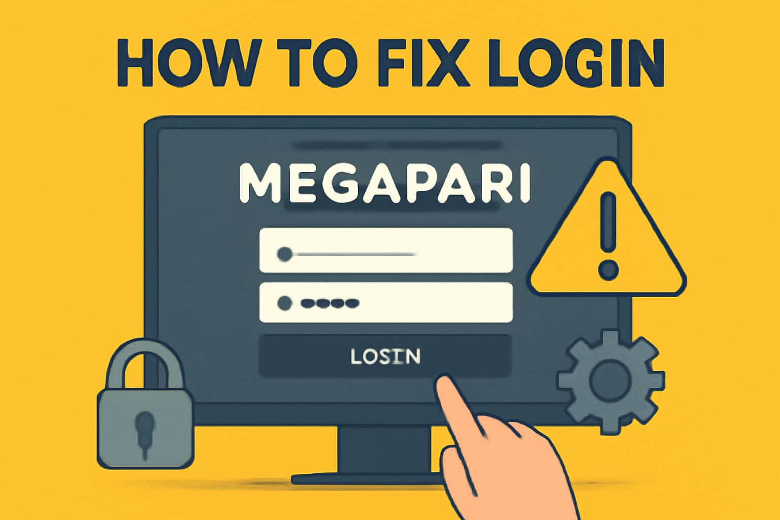 Informational graphic about fixing login issues on Megapari.