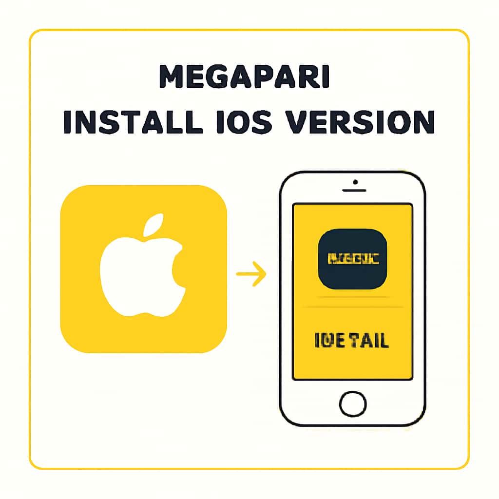 Diagram illustrating the steps to install Megapari on iOS.
