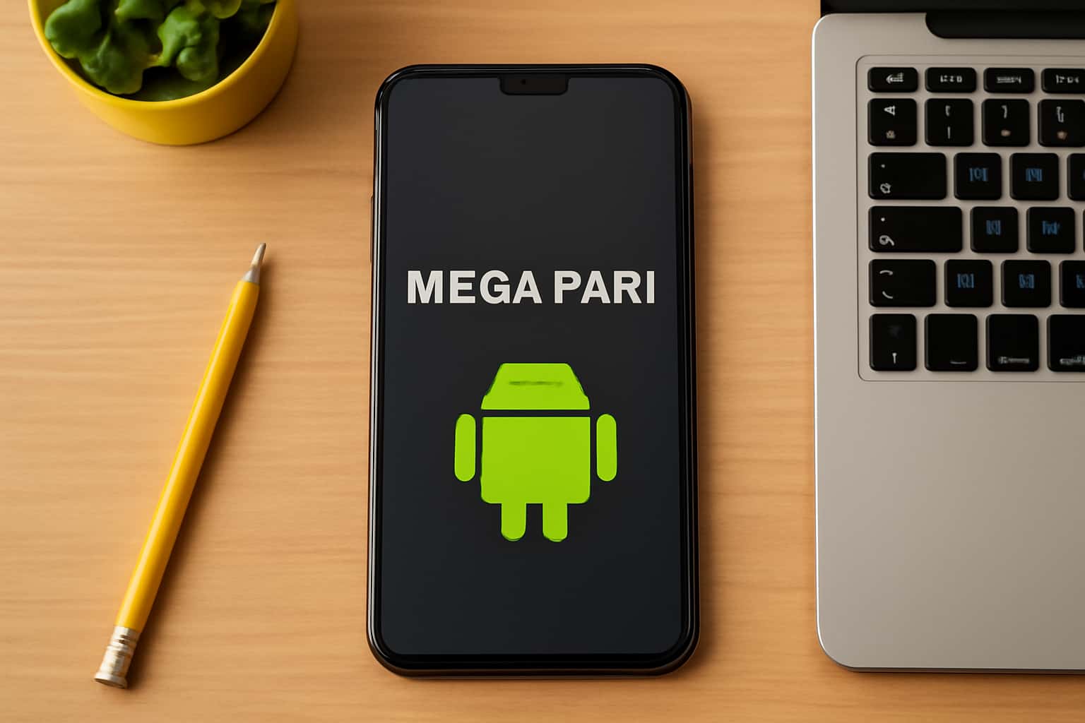 Informational scene illustrating the compatibility of the Megapari Android app.