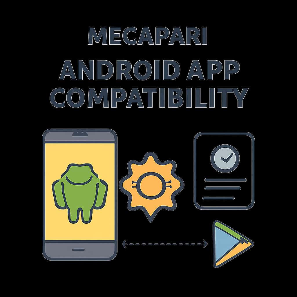 Diagram explaining the compatibility features of the Megapari Android app.