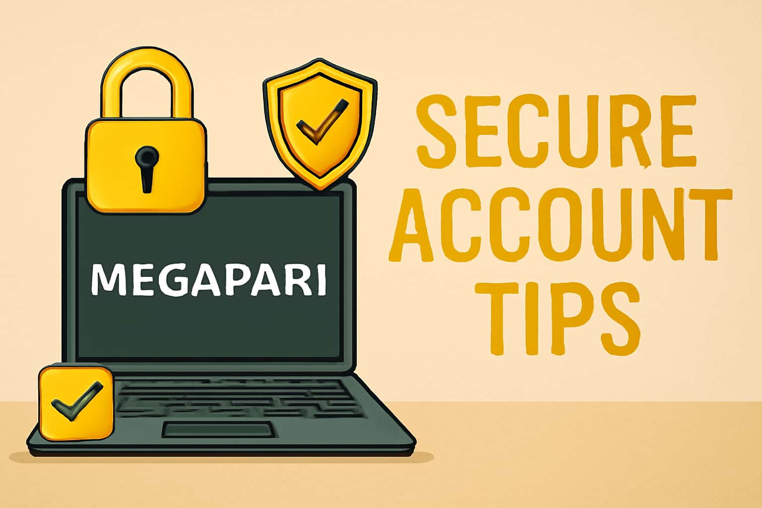 A visual representation of secure account tips for Megapari, emphasizing safety and best practices.