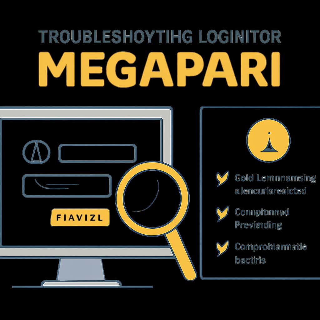 An educational diagram illustrating the login troubleshooting steps for Megapari.