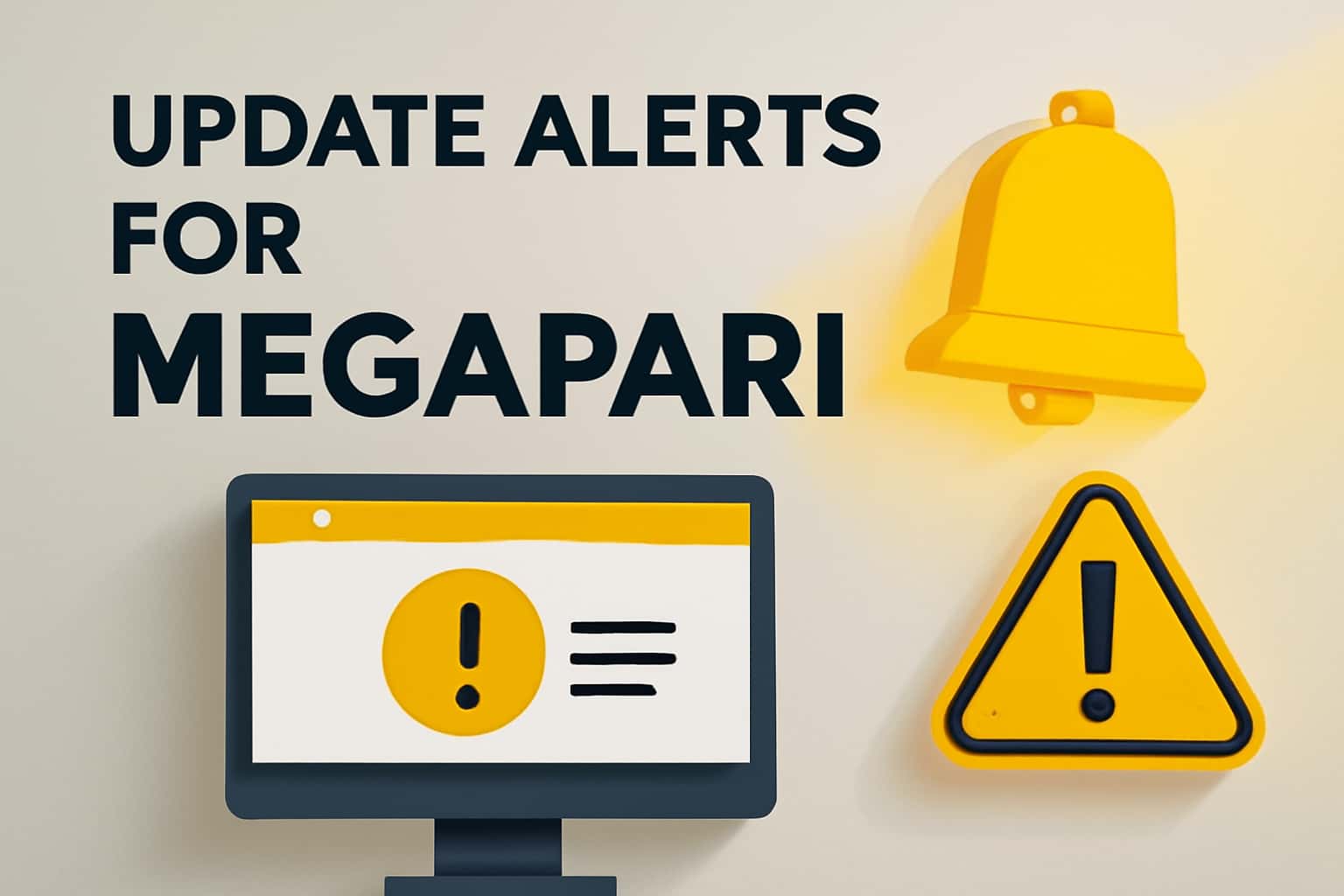 Illustration showing update alerts for the Megapari application in a clean layout.